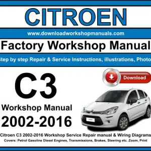 Citroen C3 2002-2016 service repair manual PDF download