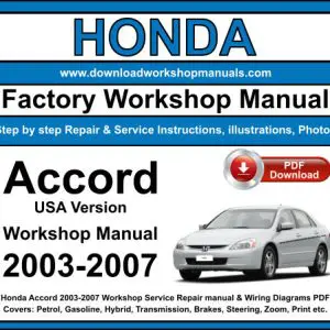 Honda Accord 2003-2007 service repair manual PDF download