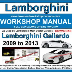 Lamborghini Gallardo 2009-2013 service repair manual PDF download