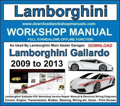 Lamborghini Gallardo 2009-2013 service repair manual PDF download