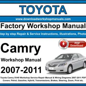 Toyota Camry 2007-2011 service repair manual PDF download