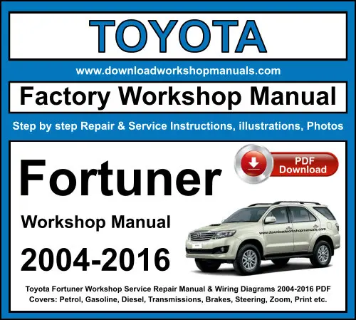 Toyota Fortuner 2004-2016 service repair manual PDF download