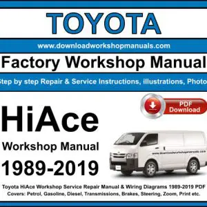 Toyota HiAce 1989-2019 service repair manual PDF download