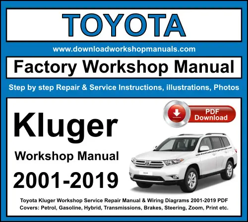 Toyota Kluger 2001-2019 service repair manual PDF download