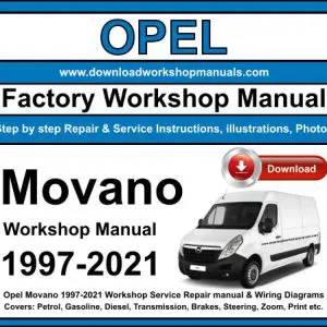 Opel Movano 1997-2021 service repair manual PDF download