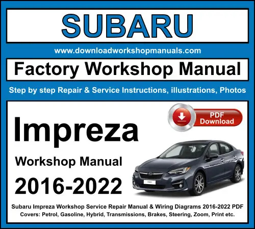 Subaru Impreza 2016-2022 service repair manual PDF download