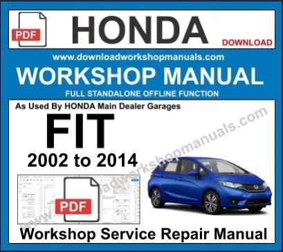 Honda Fit Workshop Repair Service Manual 2002 to 2014