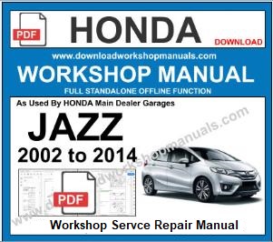 Honda Jazz Workshop Repair Service Manual 2002 to 2014