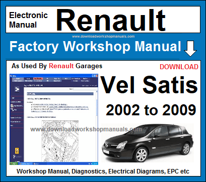 Renault Vel Satis Workshop Repair Manual 2002 to 2009