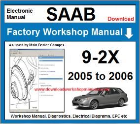 SAAB 9-2X Workshop Repair Service Manual 2005 to 2006