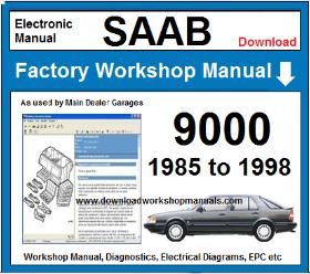 SAAB 9000 Workshop Repair Service Manual 1985 to 1998