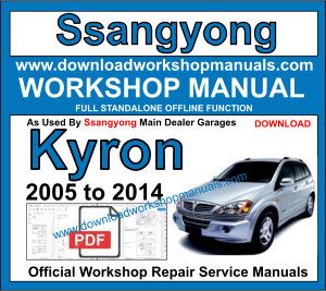 Ssangyong Kyron Workshop Service Repair Manual pdf 2005 to 2014