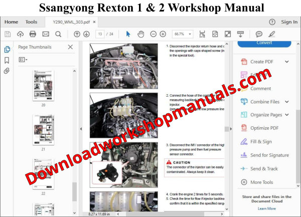 Ssangyong Rexton 1 and 2 Workshop Manual